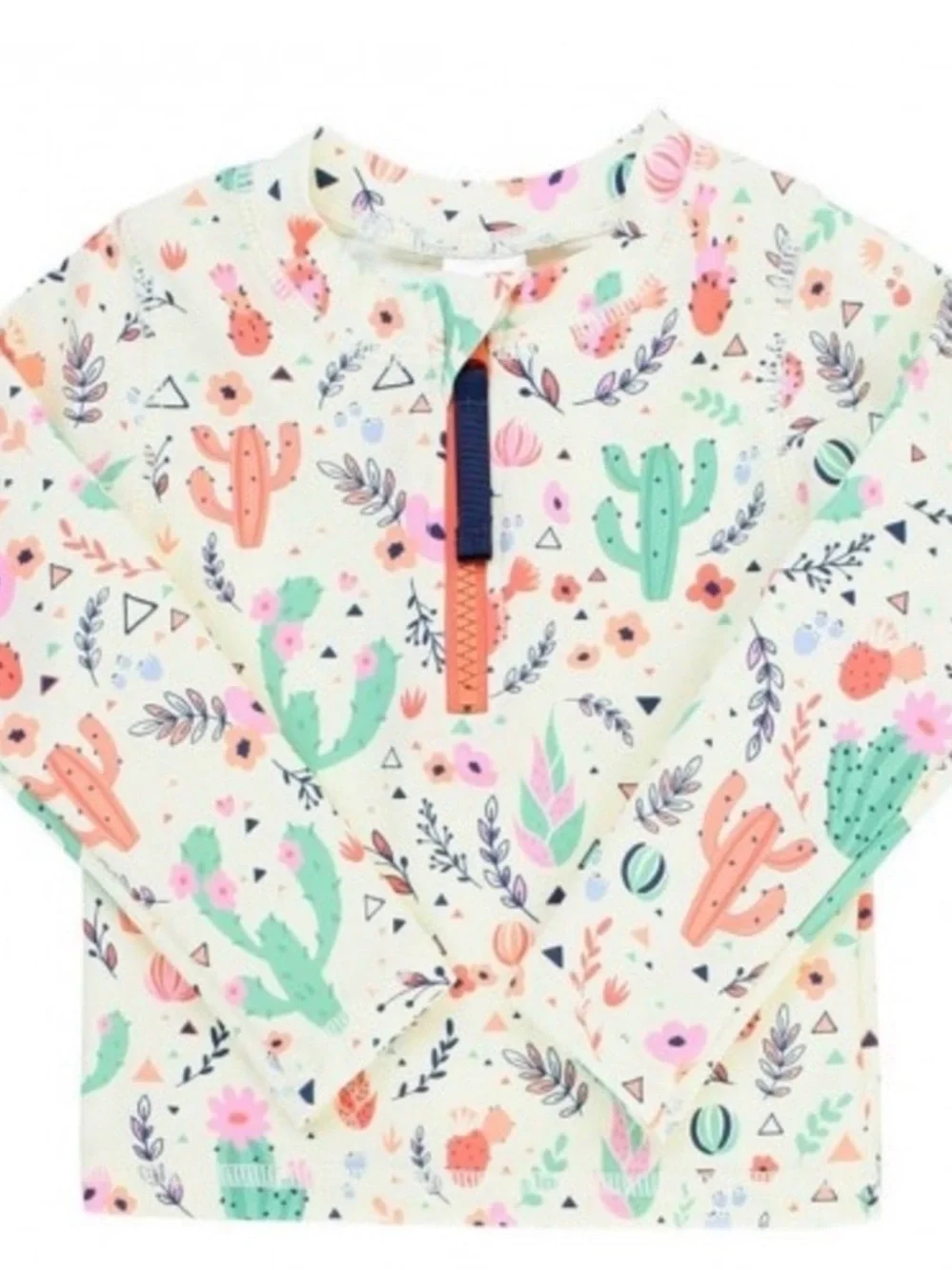 RuffleButts Toddler Cactus Print Long Sleeve Rash Guard 18-24M UPF Swim Beach